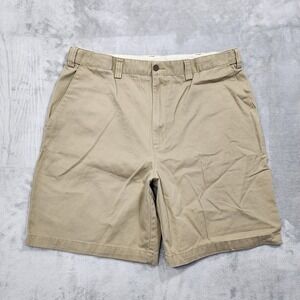 Geoffrey Beene Shorts Mens 36 Beige Chino Canvas Flat Front Casual Summer Preppy